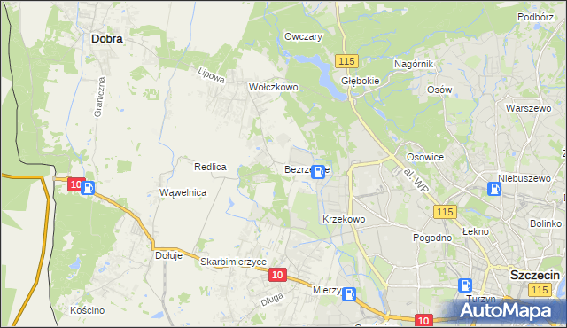 mapa Bezrzecze, Bezrzecze na mapie Targeo