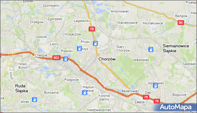 mapa Chorzów, Chorzów na mapie Targeo