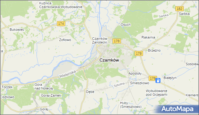mapa Czarnków, Czarnków na mapie Targeo