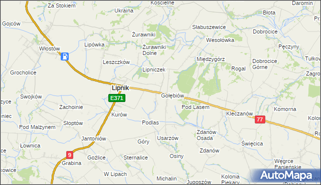 mapa Gołębiów gmina Lipnik, Gołębiów gmina Lipnik na mapie Targeo