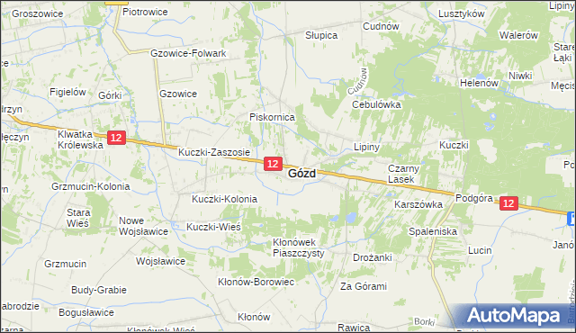 mapa Gózd powiat radomski, Gózd powiat radomski na mapie Targeo