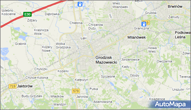 mapa Grodzisk Mazowiecki, Grodzisk Mazowiecki na mapie Targeo