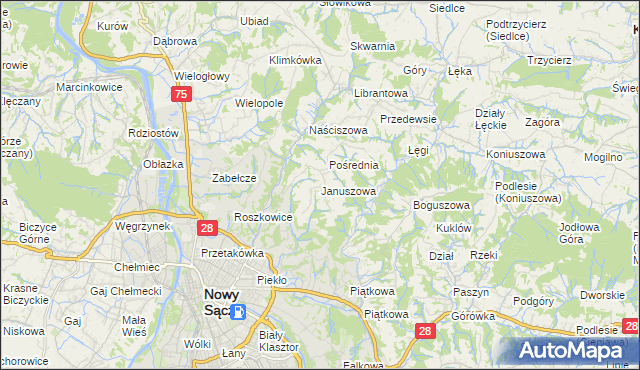 mapa Januszowa, Januszowa na mapie Targeo