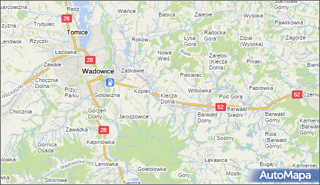 mapa Klecza Dolna, Klecza Dolna na mapie Targeo