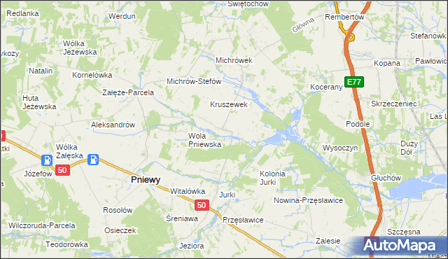 mapa Kruszew gmina Pniewy, Kruszew gmina Pniewy na mapie Targeo