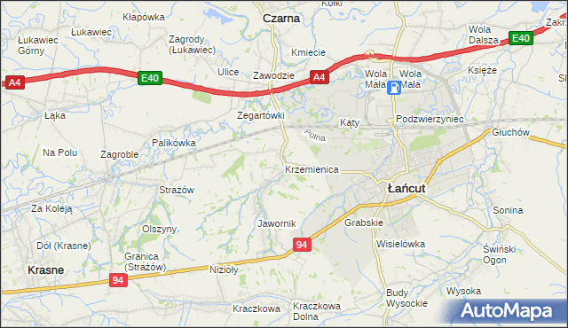 mapa Krzemienica gmina Czarna, Krzemienica gmina Czarna na mapie Targeo