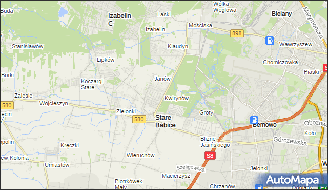 mapa Kwirynów gmina Stare Babice, Kwirynów gmina Stare Babice na mapie Targeo