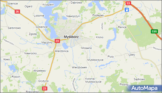 mapa Mirawno, Mirawno na mapie Targeo