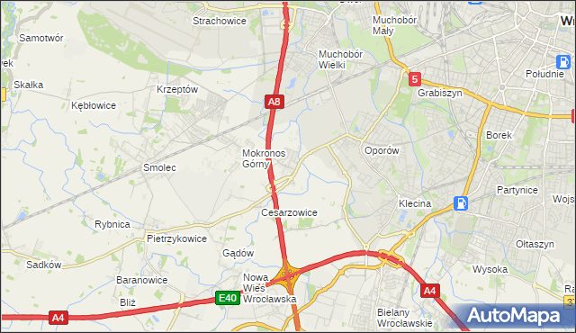 mapa Mokronos Dolny, Mokronos Dolny na mapie Targeo