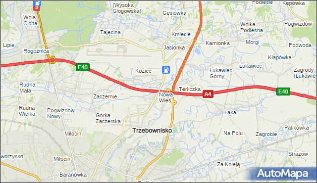 mapa Nowa Wieś gmina Trzebownisko, Nowa Wieś gmina Trzebownisko na mapie Targeo