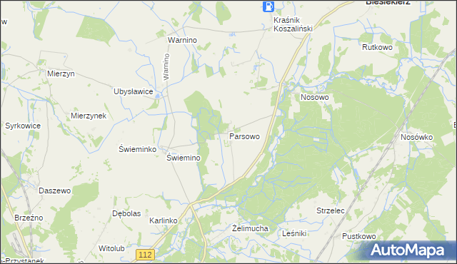 mapa Parsowo, Parsowo na mapie Targeo