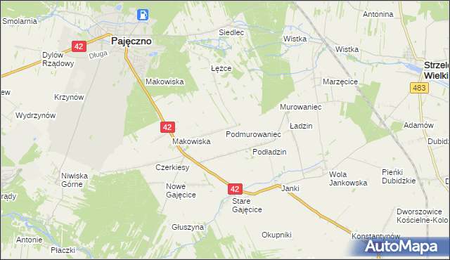 mapa Podmurowaniec, Podmurowaniec na mapie Targeo