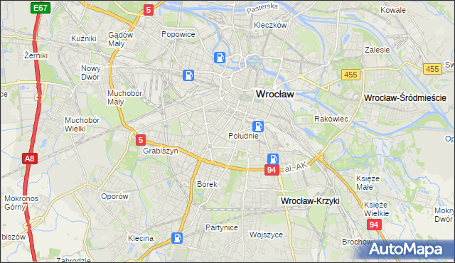mapa Południe, Południe na mapie Targeo