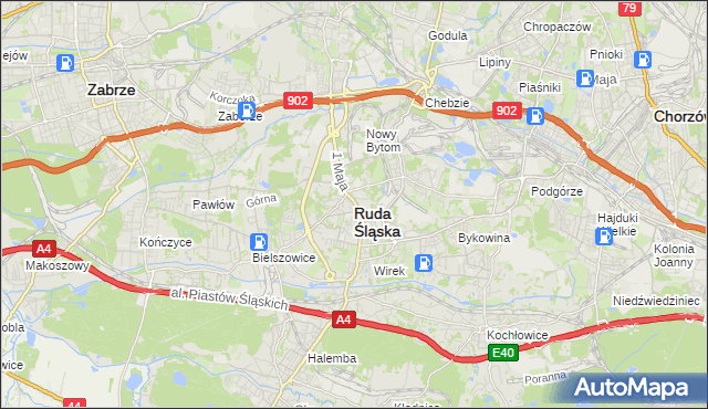 mapa Rudy Śląskiej, Ruda Śląska na mapie Targeo