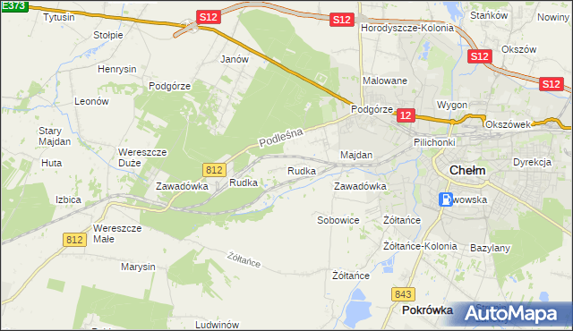 mapa Rudka gmina Chełm, Rudka gmina Chełm na mapie Targeo