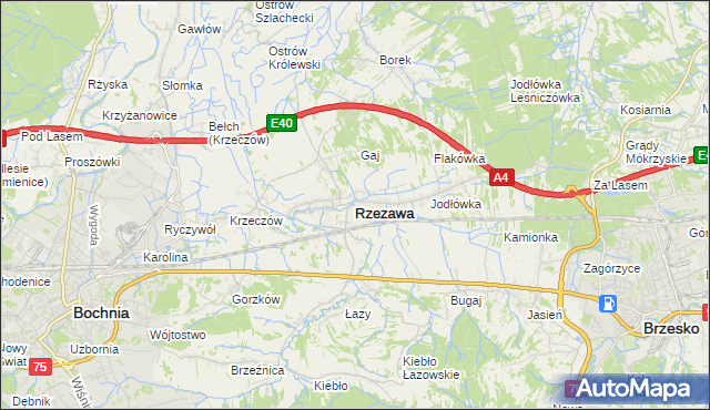 mapa Rzezawa, Rzezawa na mapie Targeo