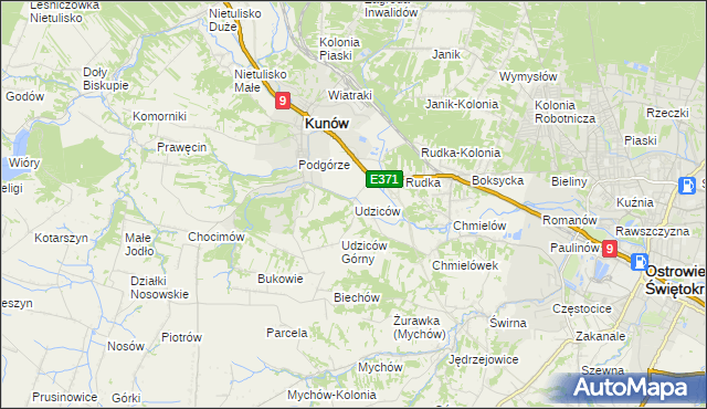 mapa Udziców, Udziców na mapie Targeo