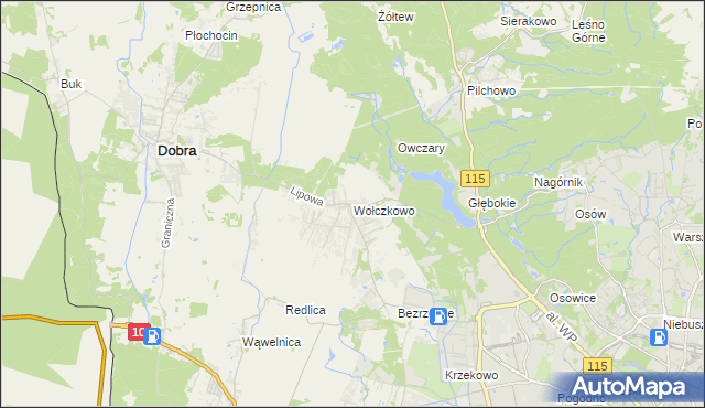 mapa Wołczkowo, Wołczkowo na mapie Targeo