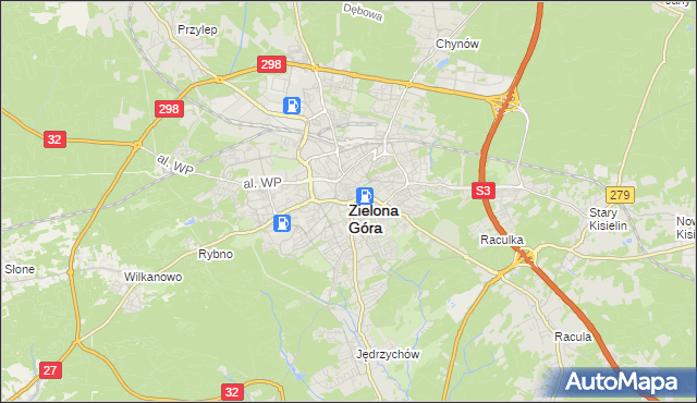 mapa Zielona Góra, Zielona Góra na mapie Targeo