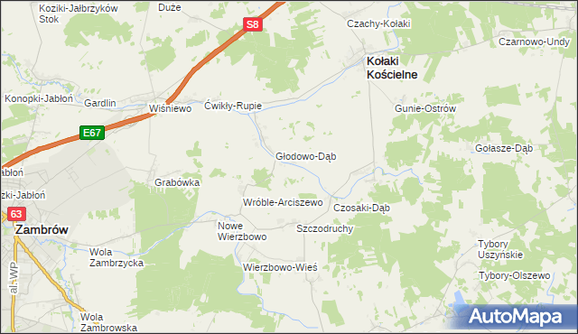 mapa Czarnowo-Dąb, Czarnowo-Dąb na mapie Targeo