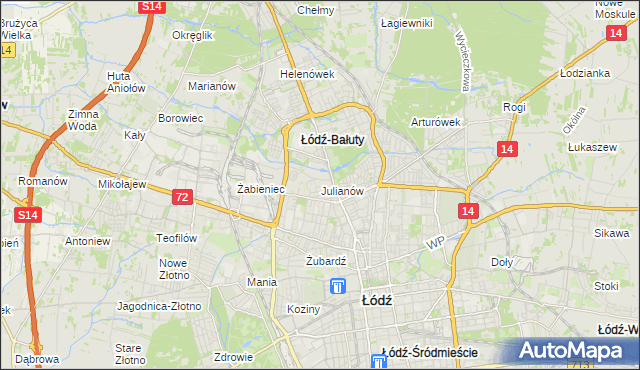 mapa Julianów gmina Łódź, Julianów gmina Łódź na mapie Targeo