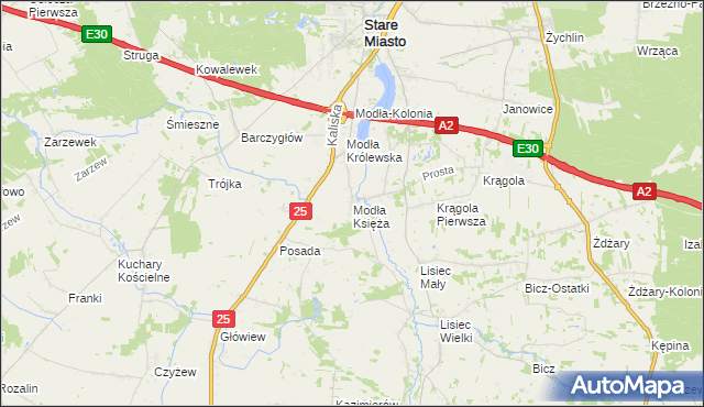 mapa Modła Księża, Modła Księża na mapie Targeo