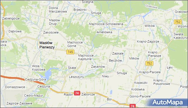 mapa Podmąchocice, Podmąchocice na mapie Targeo