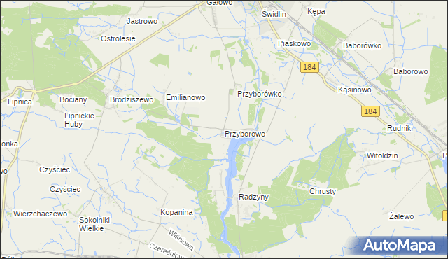 mapa Przyborowo gmina Szamotuły, Przyborowo gmina Szamotuły na mapie Targeo