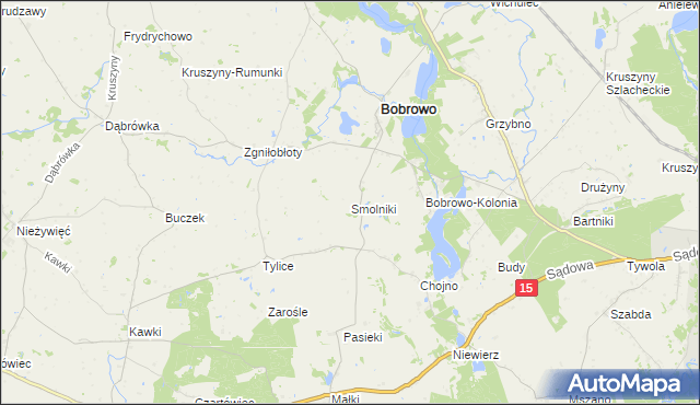 mapa Smolniki gmina Bobrowo, Smolniki gmina Bobrowo na mapie Targeo