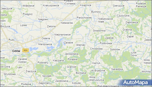 mapa Wieniec gmina Gdów, Wieniec gmina Gdów na mapie Targeo