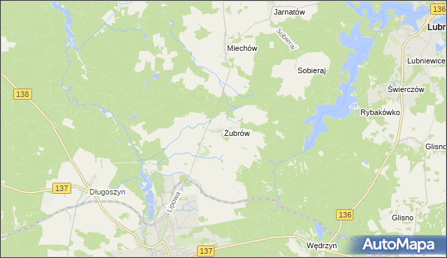 mapa Żubrów, Żubrów na mapie Targeo