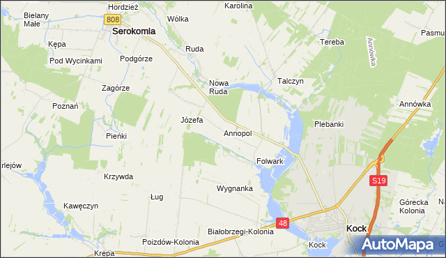 mapa Annopol gmina Kock, Annopol gmina Kock na mapie Targeo
