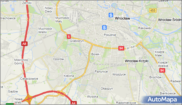 mapa Borek gmina Wrocław, Borek gmina Wrocław na mapie Targeo