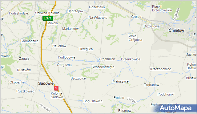 mapa Grocholice gmina Sadowie, Grocholice gmina Sadowie na mapie Targeo