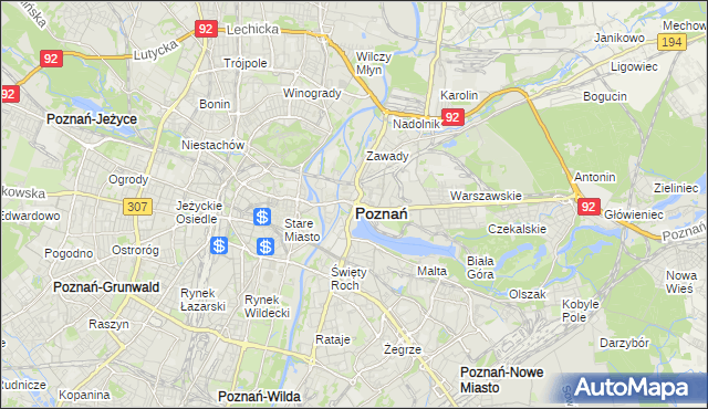 mapa Poznania, Poznań na mapie Targeo