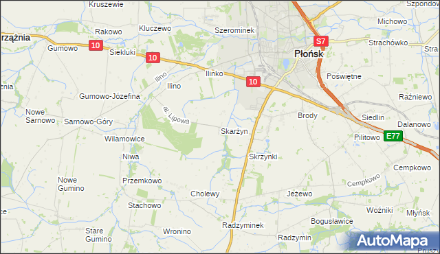 mapa Skarżyn gmina Płońsk, Skarżyn gmina Płońsk na mapie Targeo