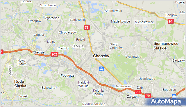 mapa Chorzów, Chorzów na mapie Targeo