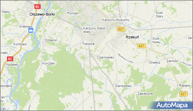 mapa Czarnowiec gmina Rzekuń, Czarnowiec gmina Rzekuń na mapie Targeo