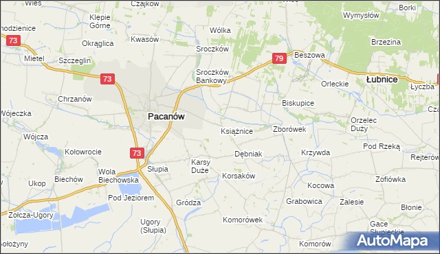 mapa Książnice gmina Pacanów, Książnice gmina Pacanów na mapie Targeo