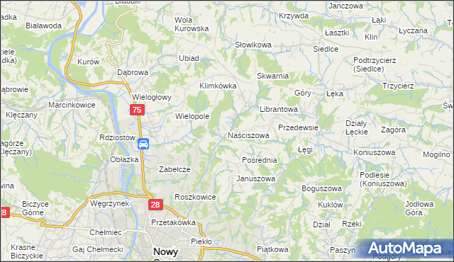 mapa Naściszowa, Naściszowa na mapie Targeo