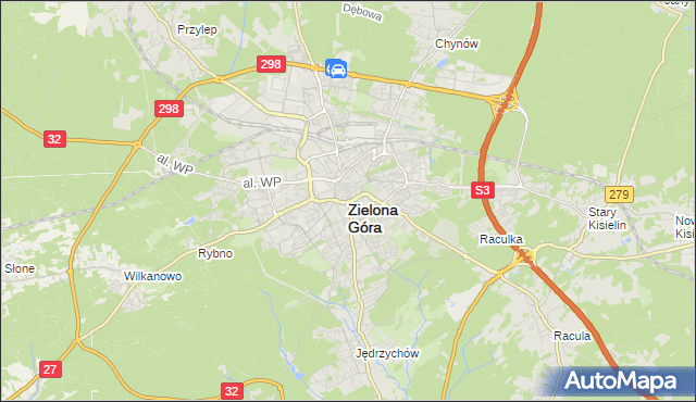 mapa Zielona Góra, Zielona Góra na mapie Targeo