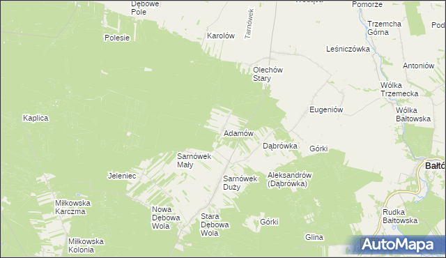 mapa Adamów gmina Sienno, Adamów gmina Sienno na mapie Targeo