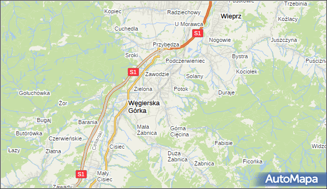 mapa Cięcina, Cięcina na mapie Targeo