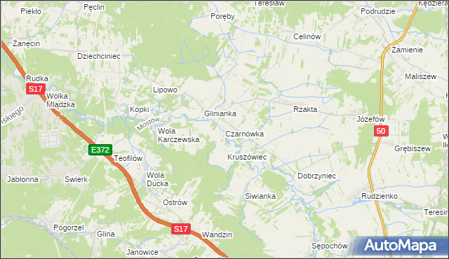 mapa Czarnówka gmina Wiązowna, Czarnówka gmina Wiązowna na mapie Targeo