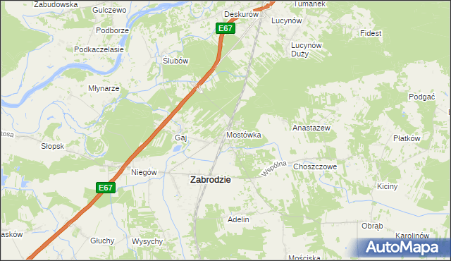 mapa Mostówka gmina Zabrodzie, Mostówka gmina Zabrodzie na mapie Targeo