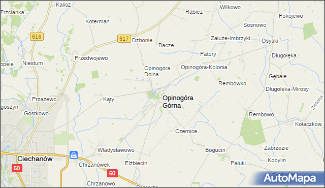 mapa Opinogóra Górna, Opinogóra Górna na mapie Targeo