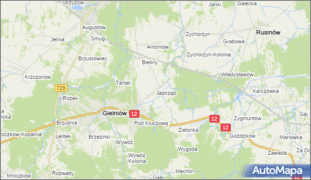 mapa Jastrząb gmina Gielniów, Jastrząb gmina Gielniów na mapie Targeo