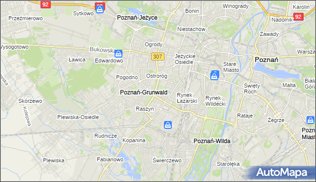 mapa Łazarz gmina Poznań, Łazarz gmina Poznań na mapie Targeo