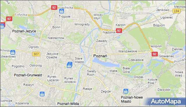mapa Poznania, Poznań na mapie Targeo