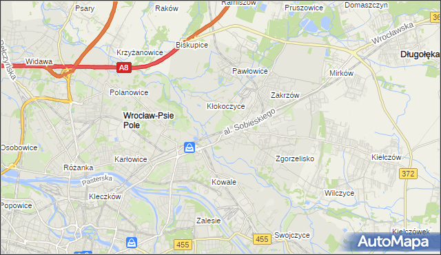 mapa Psie Pole gmina Wrocław, Psie Pole gmina Wrocław na mapie Targeo